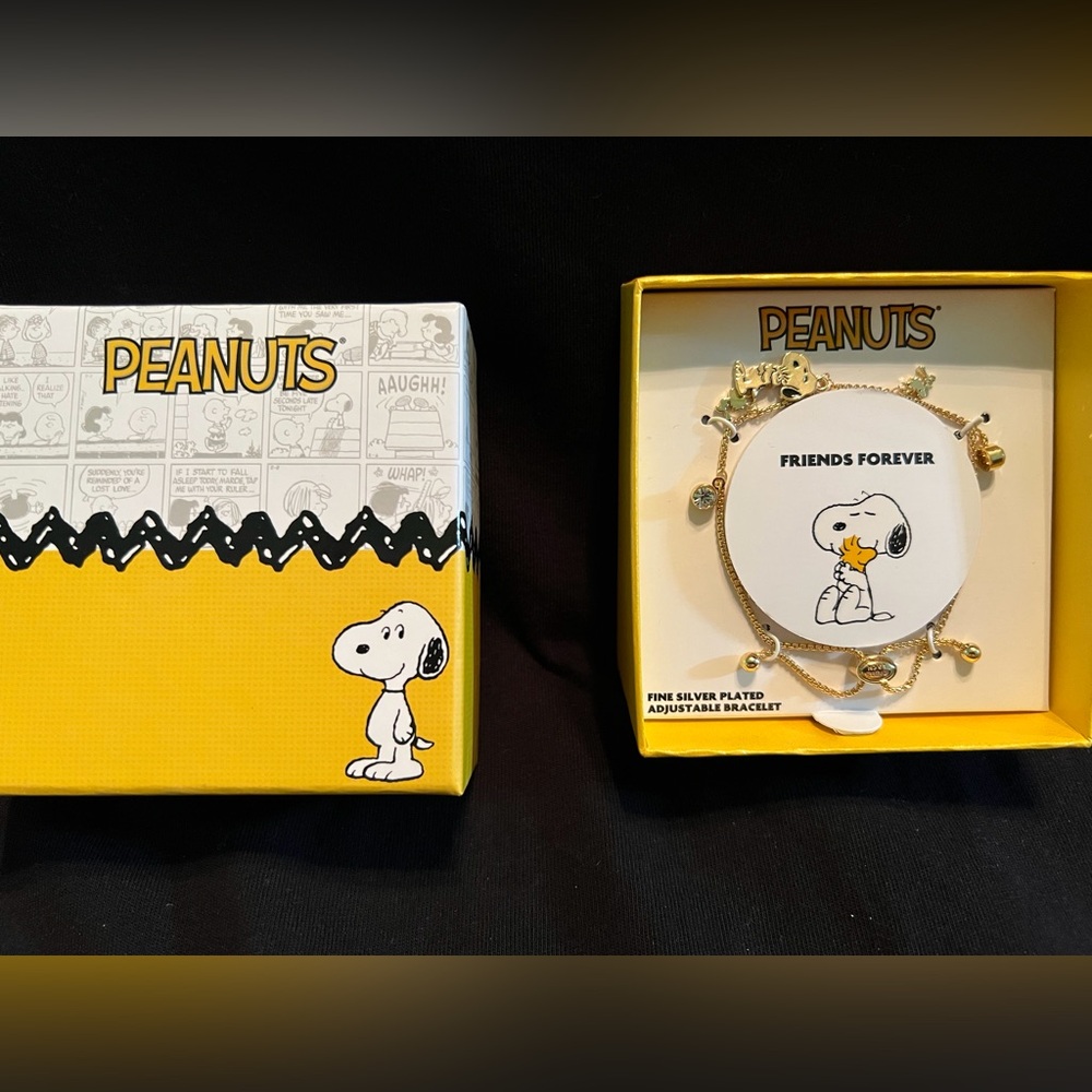 Peanuts Snoopy Woodstock Gold Tone, Silver Plated Friends Forever Bracelet - Picture 1 of 4